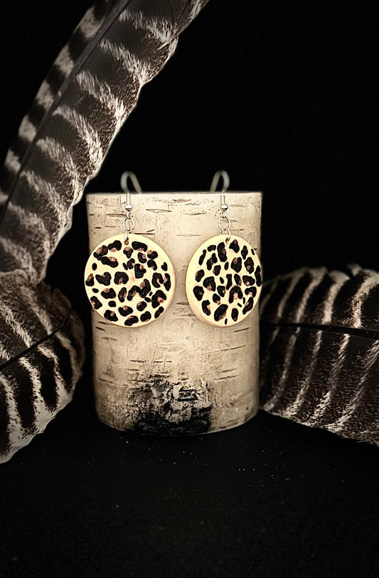 Leopard Print Round Earrings