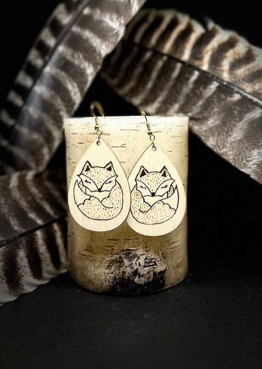 Outdoor: Sleeping Fox Teardrop Earrings