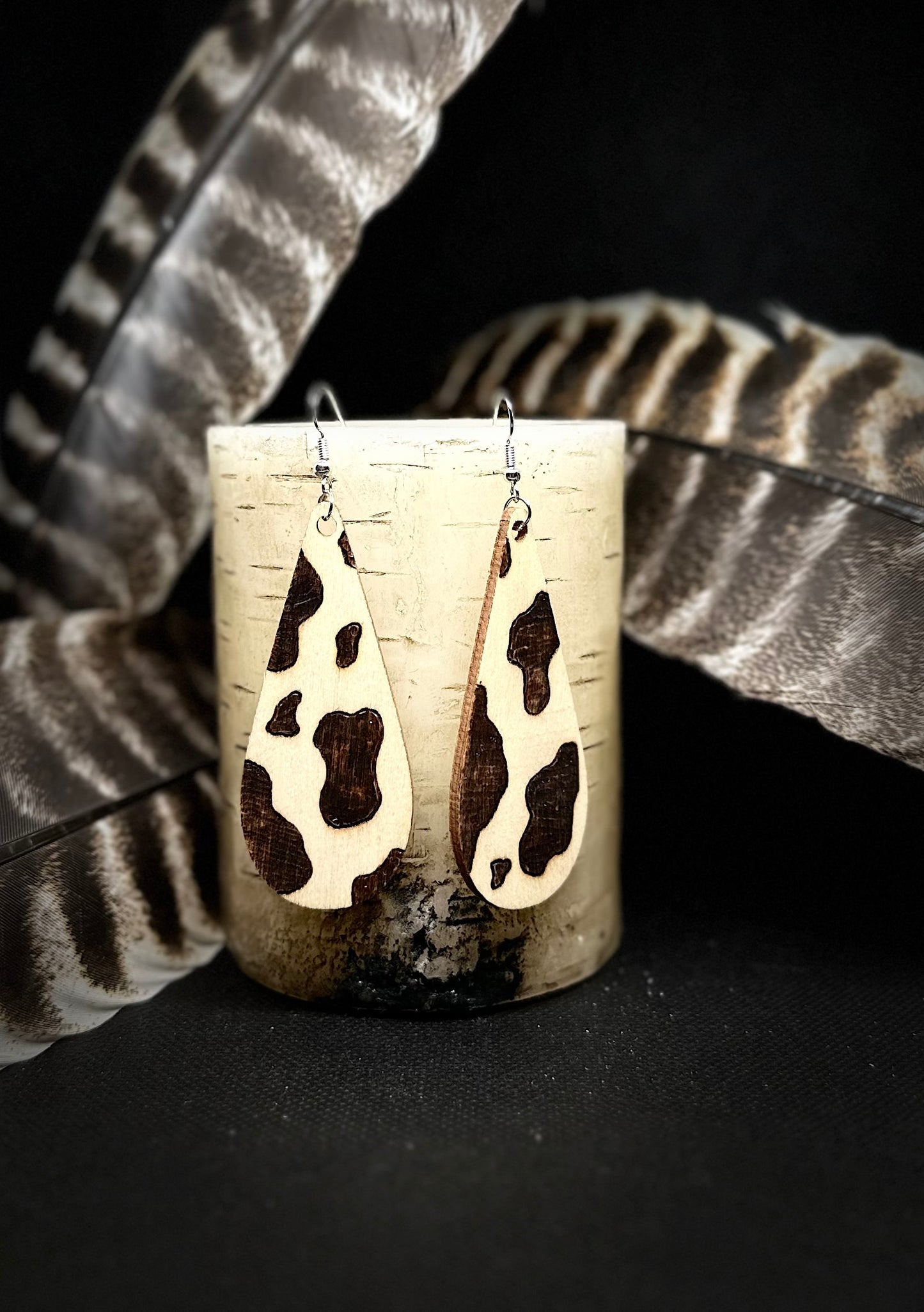 Western: Cow Print Teardrop Earrings